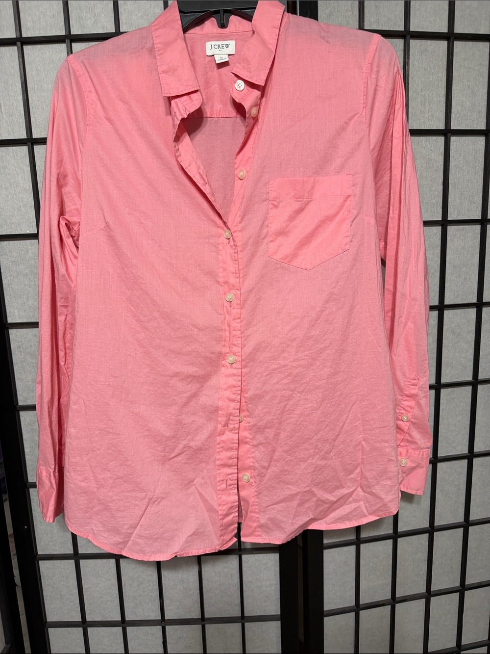 J. Crew Coral Pink Long-Sleeve Button Shirt